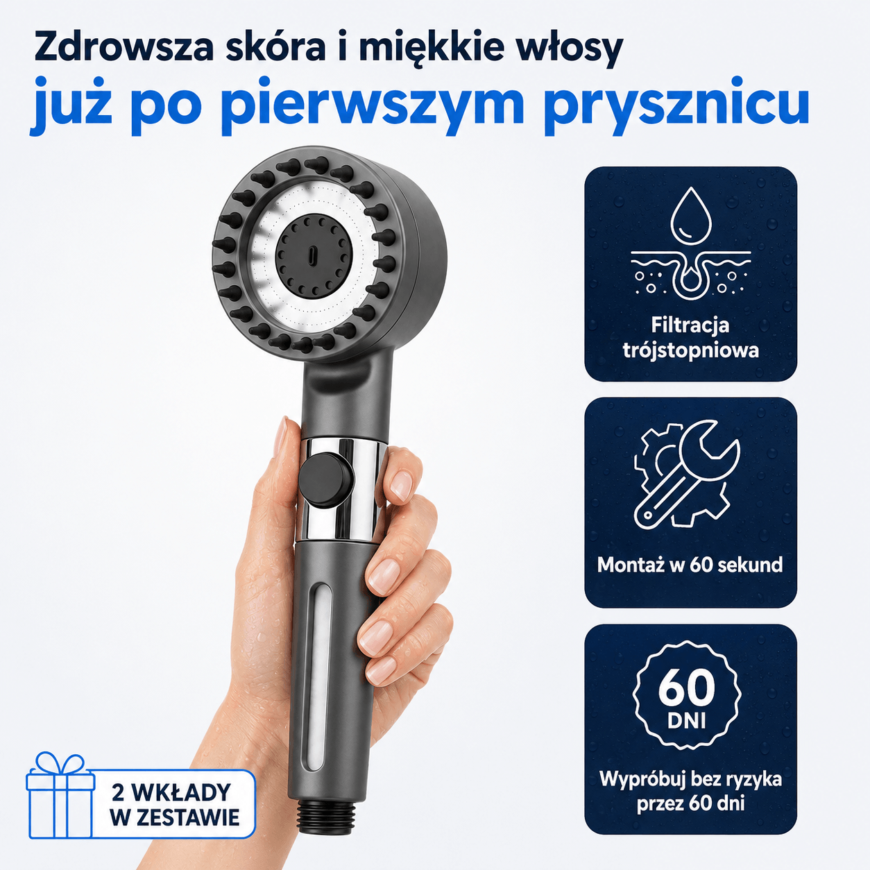 Słuchawka Hedry– Zdrowsza skóra i miękkie włosy już po pierwszym prysznicu